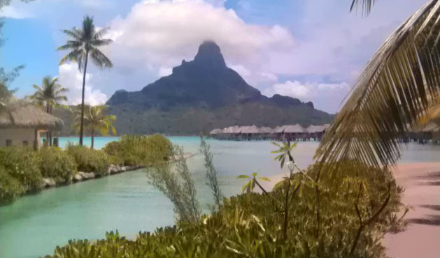 View of Mount Otemanu from the InterContinental Bora Bora Resort & Thalasso Spa