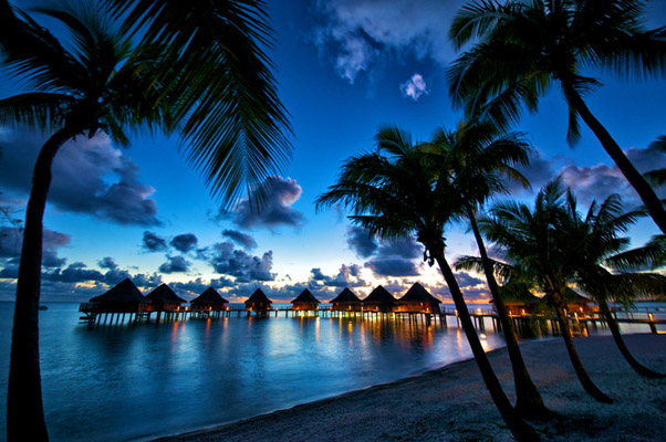 Overwater Bungalows at Sunset