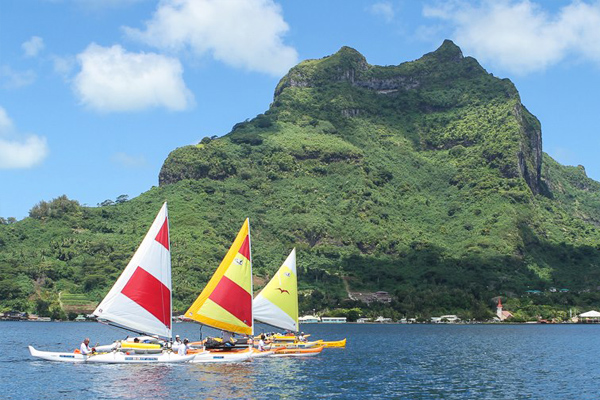 Stephan Lambert arriving in Bora Bora for the 2012 Liquid Festival. Photo: Wim Lippens